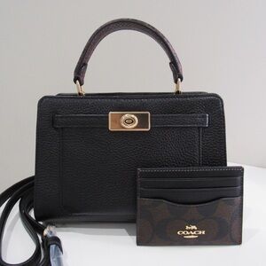 SOLD COACH Mini Lane Top Handle Crossbody Black Handbag with Card Holder